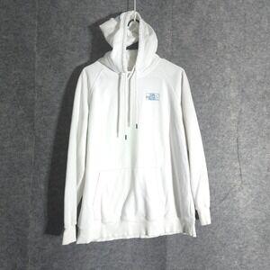 The North Face Hoodie Womens XL White Big Logo Pullover Sweatshirt Casual Cozy